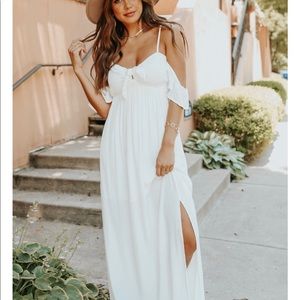 White maxi off shoulder dress